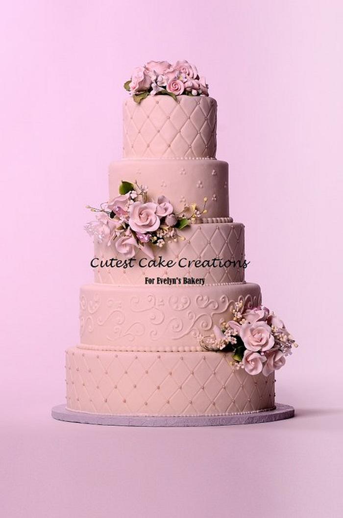 Blushing pink wedding cake