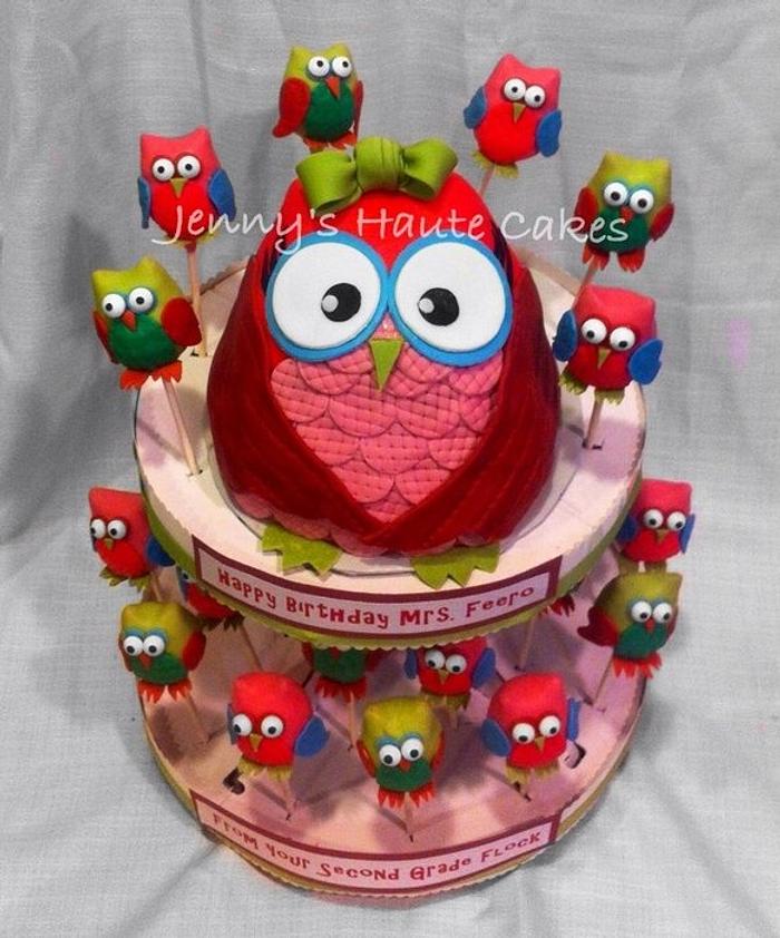 Owl Cake and Cake Pops