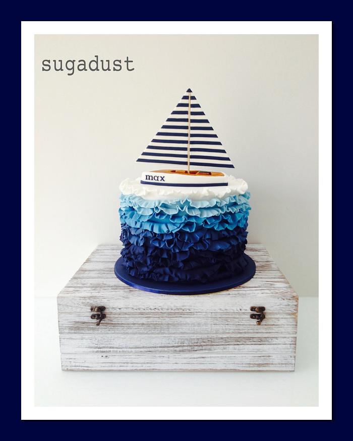 Wooden toy Sailboat cake