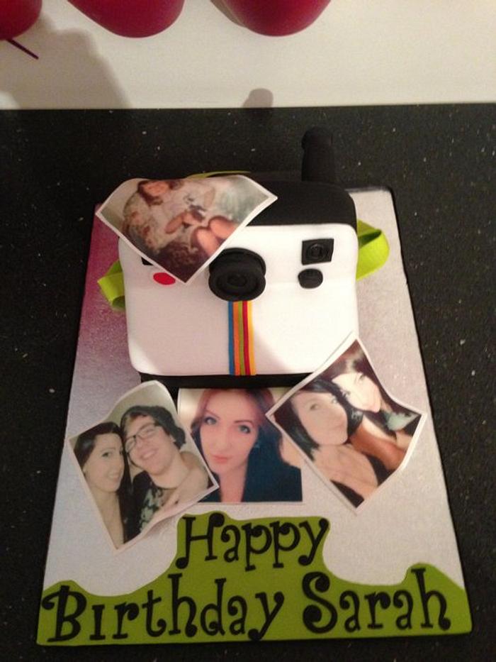 Polaroid camera cake 
