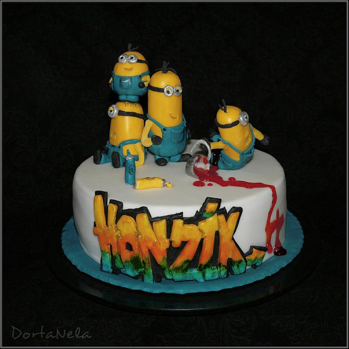 Cake with Minions and Graffiti