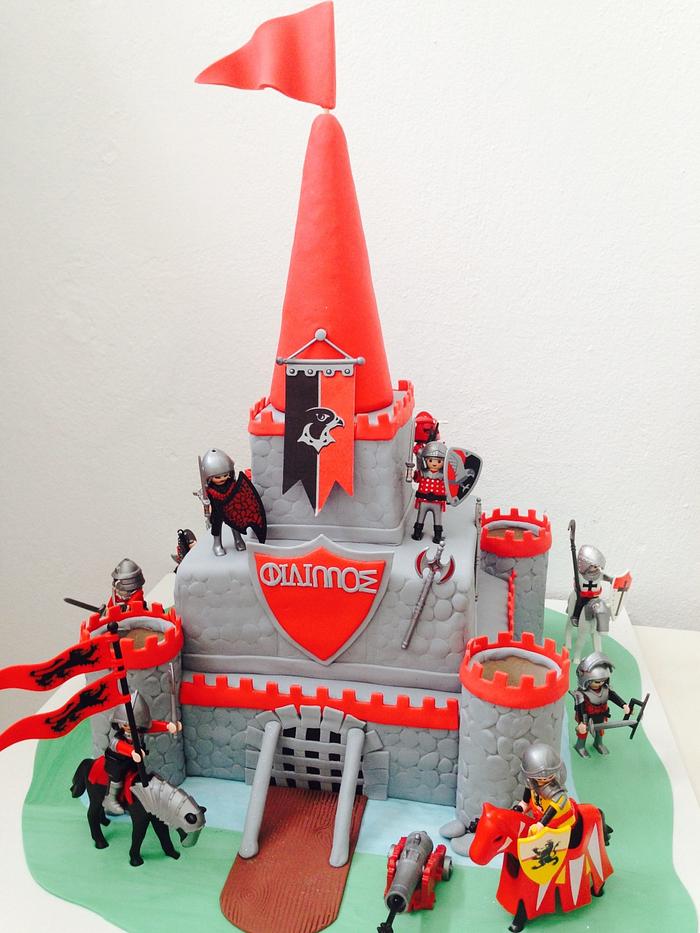 Knight playmobil castle cake