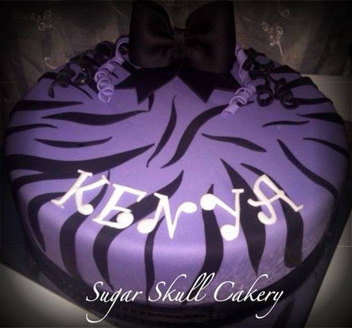 Purple Zebra Striped Birthday Cake