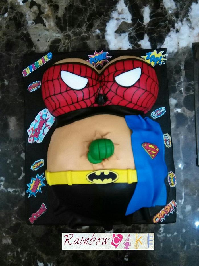 SuperHero belly cake