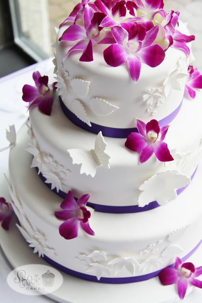 Purple & White Wedding Cake!