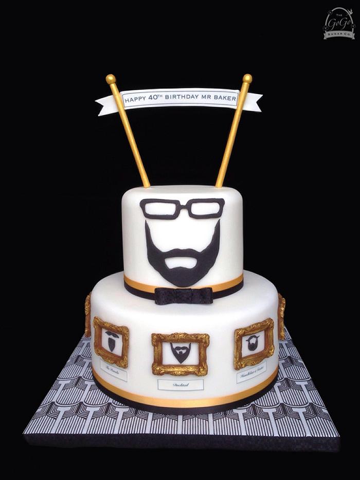 Beard-themed party cake!