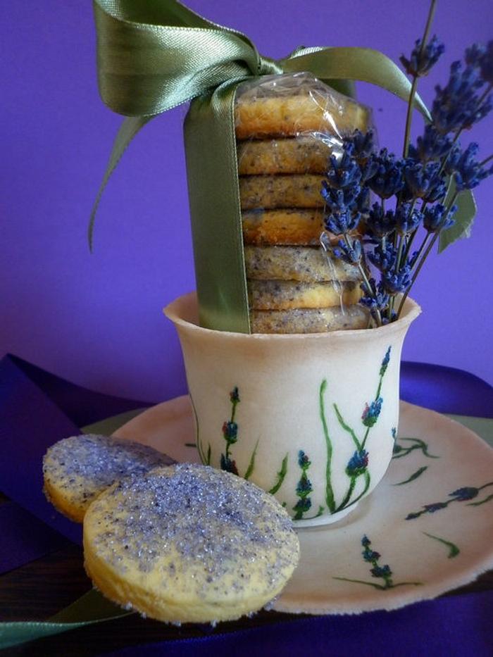 Lavender biscuits with gumpaste cup