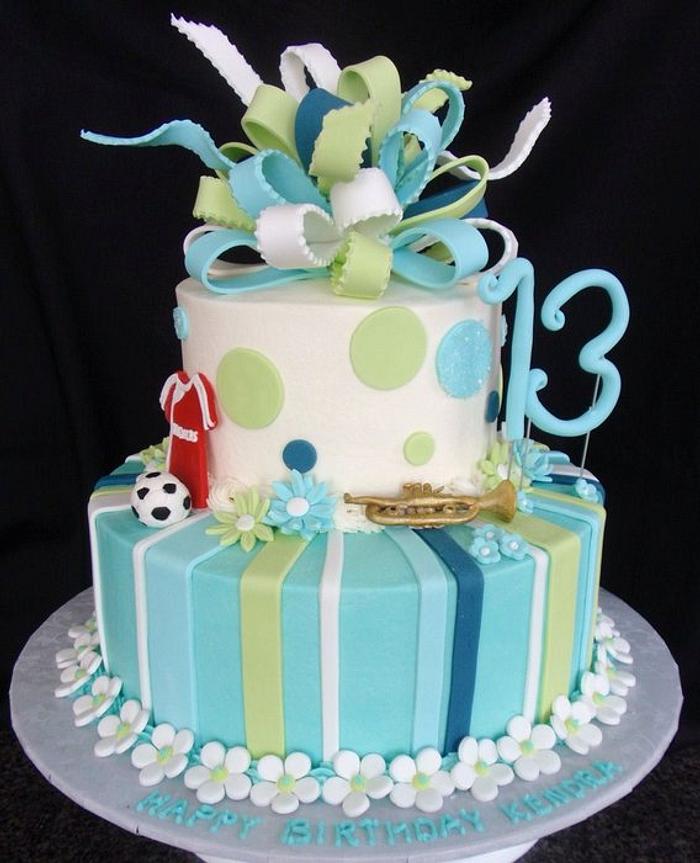 Teal and Lime Green Soccer Cake