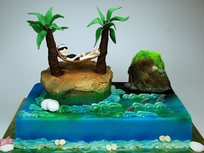 Tropical Island Birthday Cake for Him