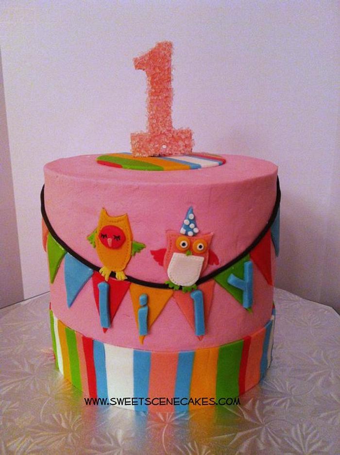 Smash that Owl 1st birthday cake