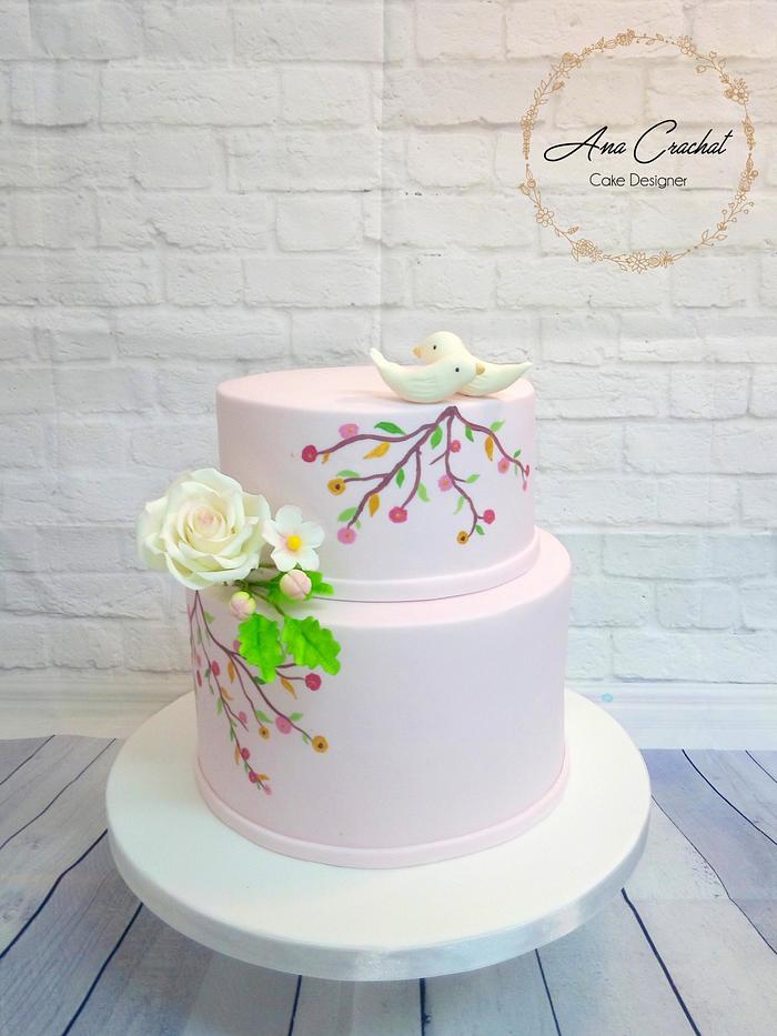 Romantic nature wedding cake 