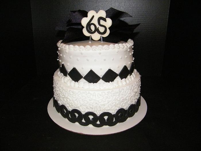 Black & White themed birthday cake