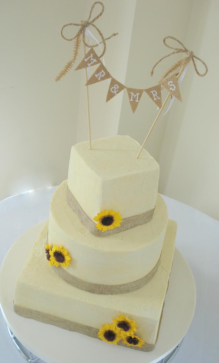 Sunflower Buttercream Wedding Cake