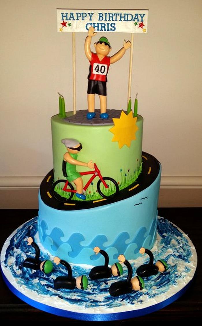 Triathlete 40th Birthday Cake
