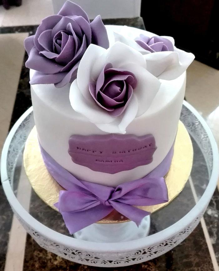 Purple roses birthday cake