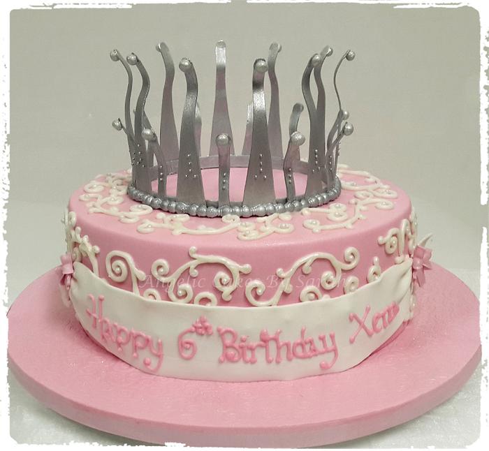 Pink Princess Cake with hand crafted Crown