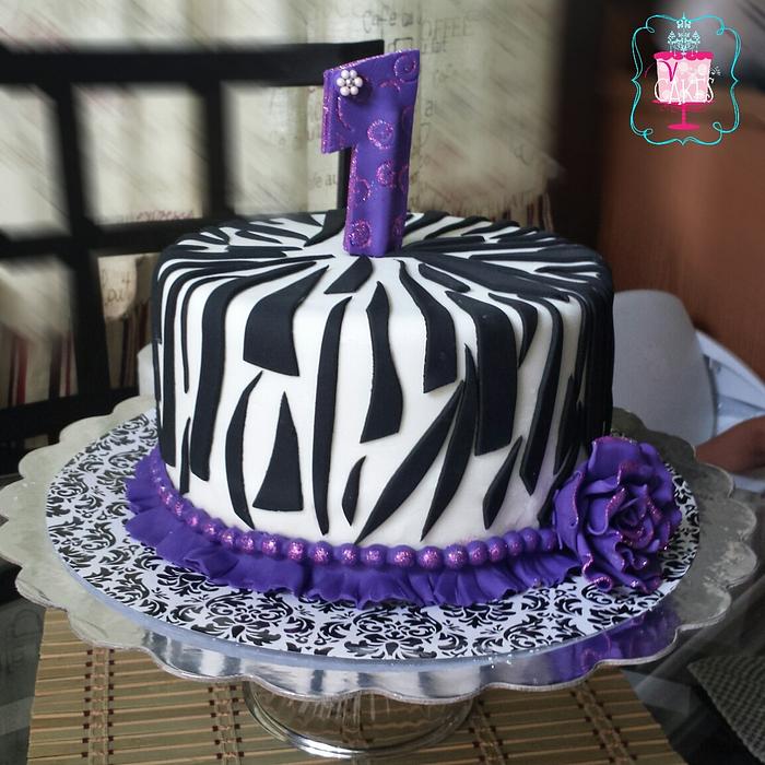 purple zebra birthday cake