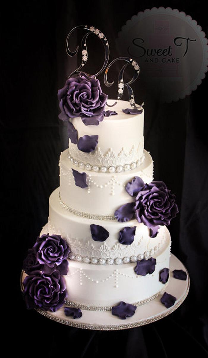 bling, lace and egg plant roses