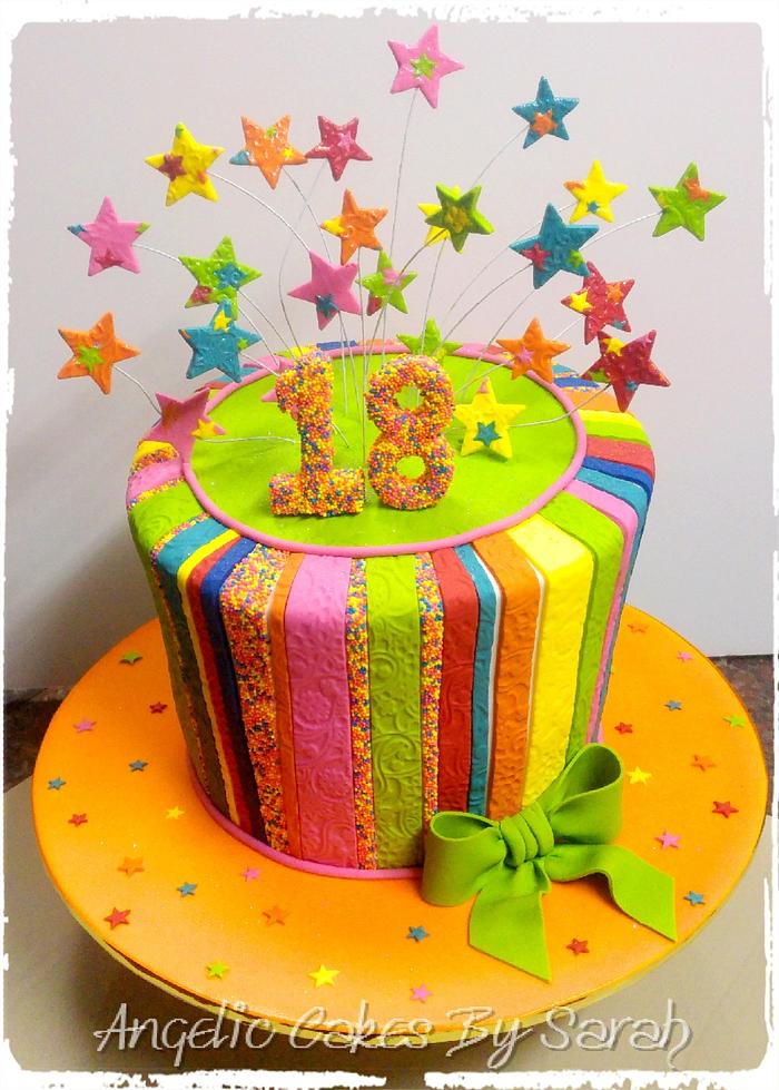 Funky Fun Colourful 18th Birthday cake