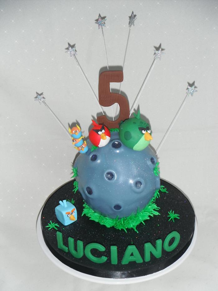 Angry birds space themed cake