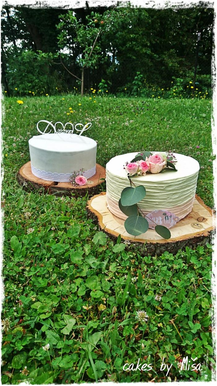 Two wedding cakes