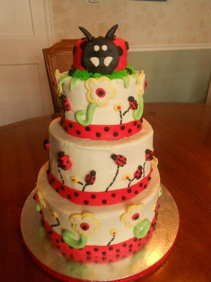 Ladybug Shower Cake