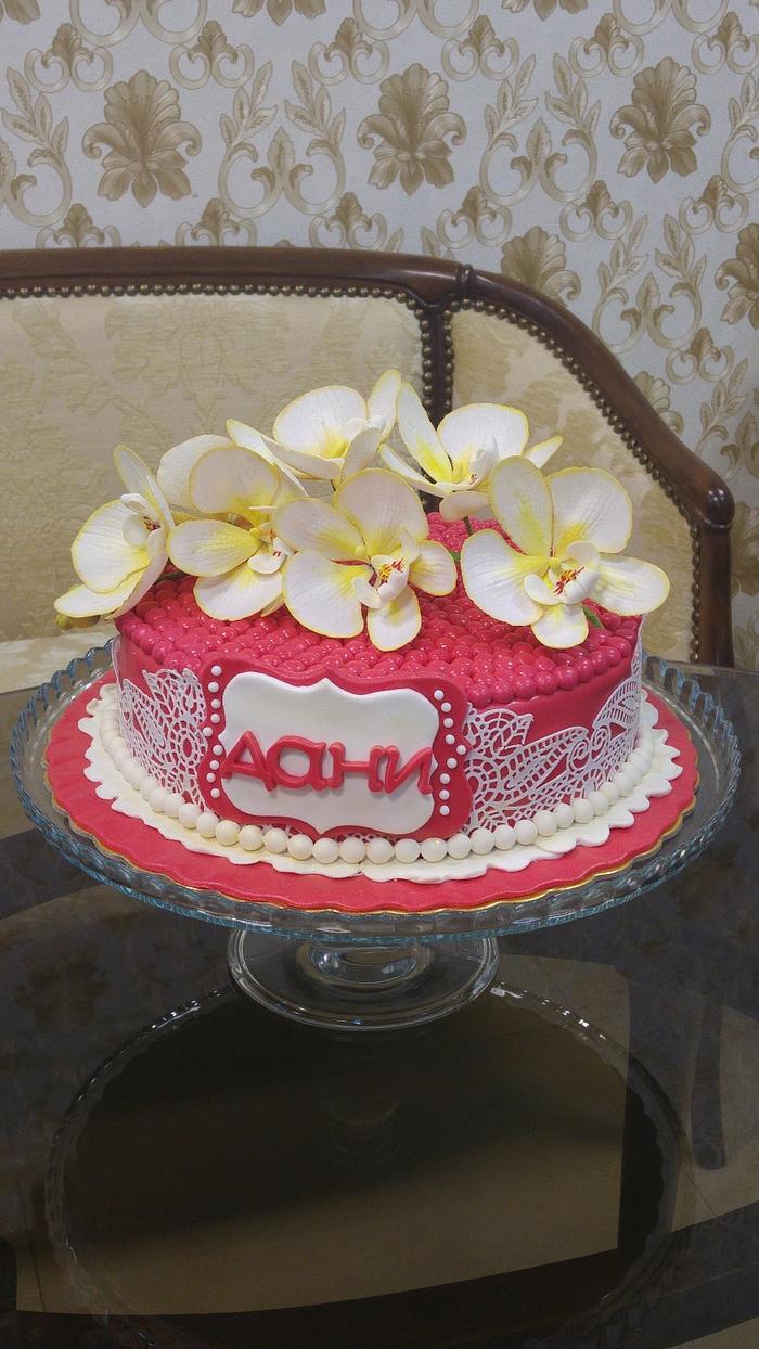 Cake with orchids