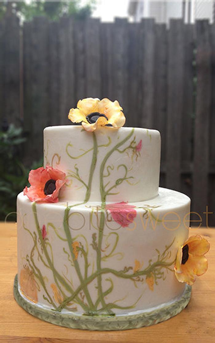 Hand painted flowers cake