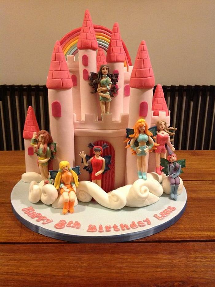 Winx club magic rainbow castle cake