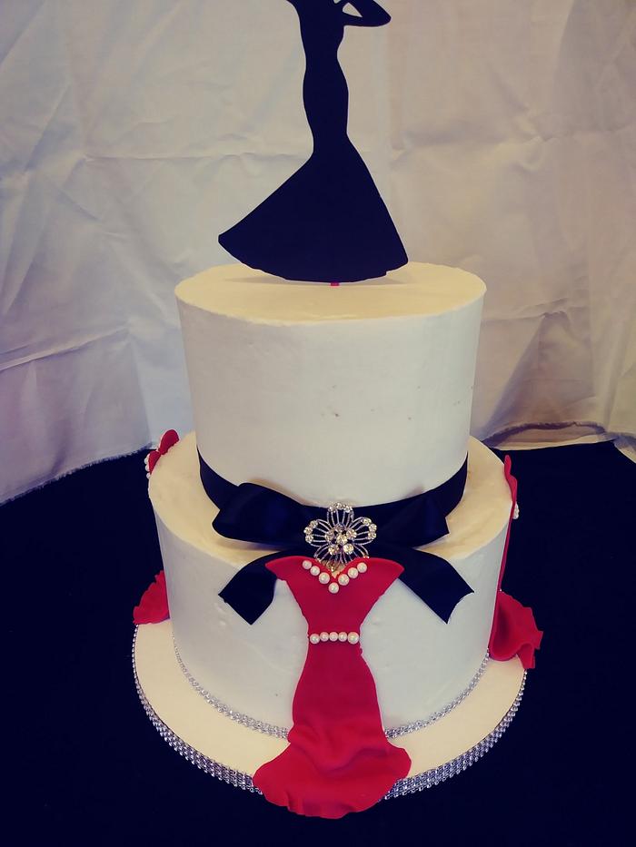 Black and Red Elegance Birthday Cake