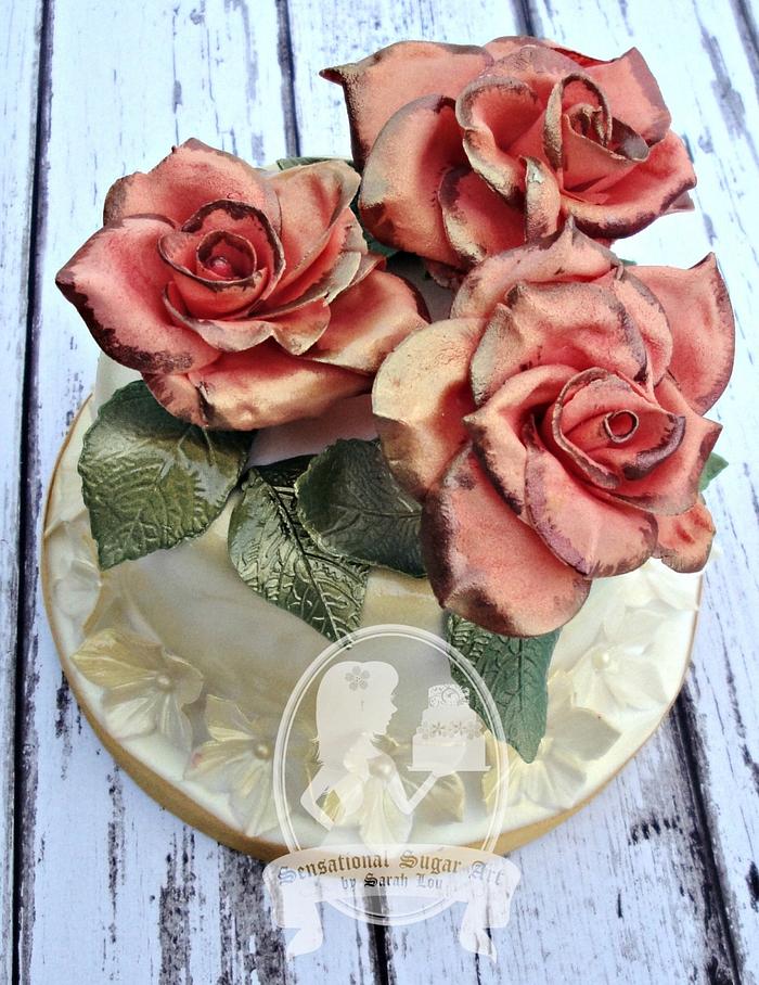 Bronze and Gold Rose cake