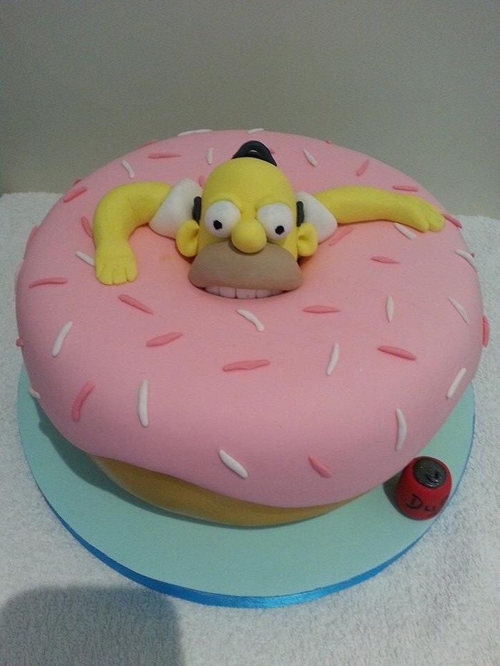 Homer doughnut cake