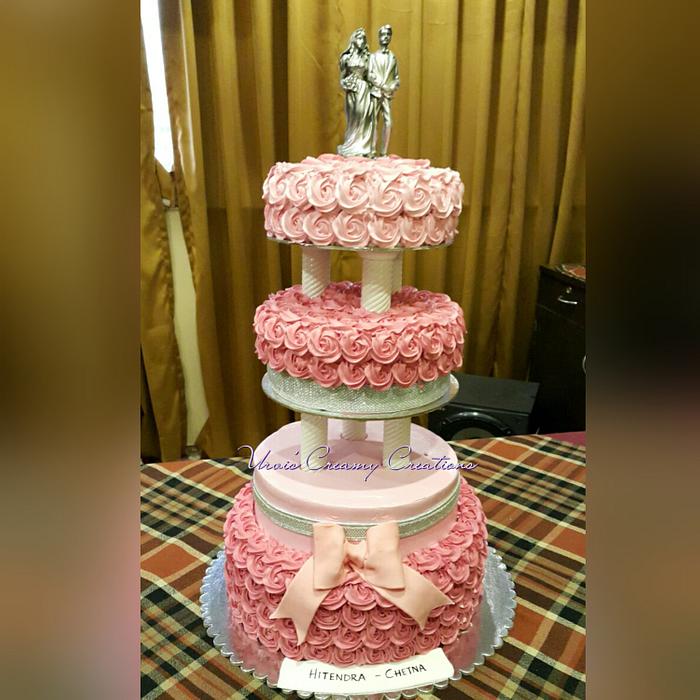 Pink engagement cake