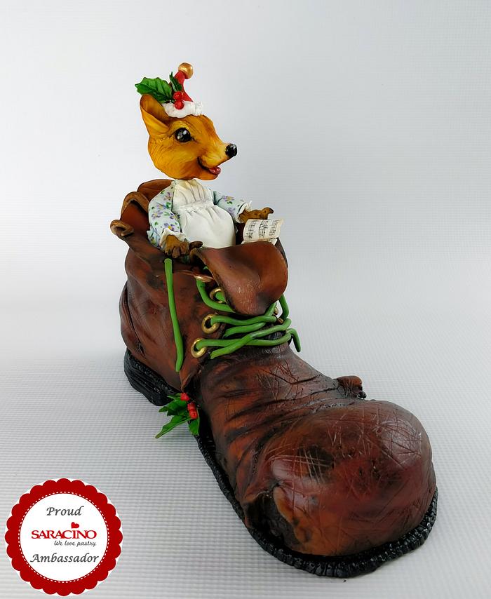 Christmas Mouse in shoe - Saracino Xmas Tree 