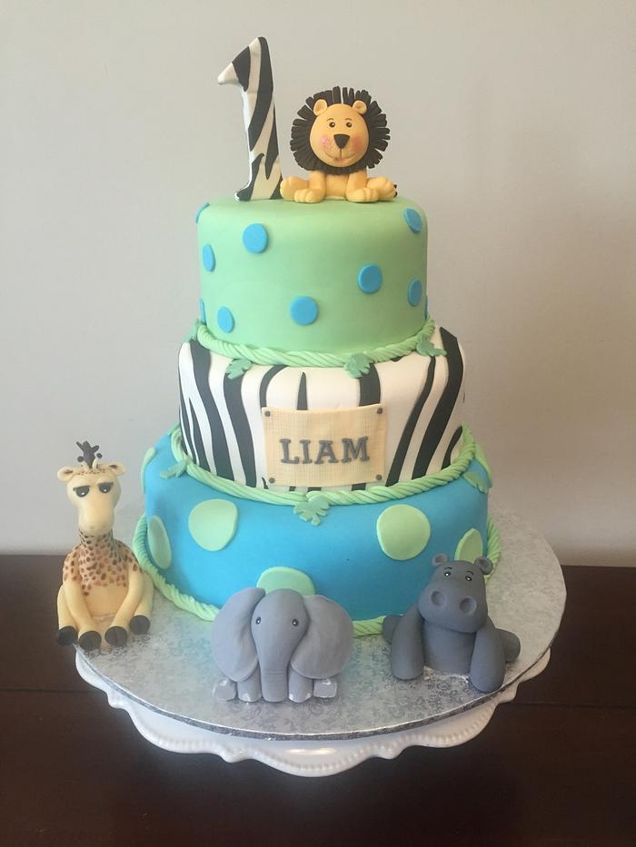 1st Birthday Safari Cake & Matching Cupcakes