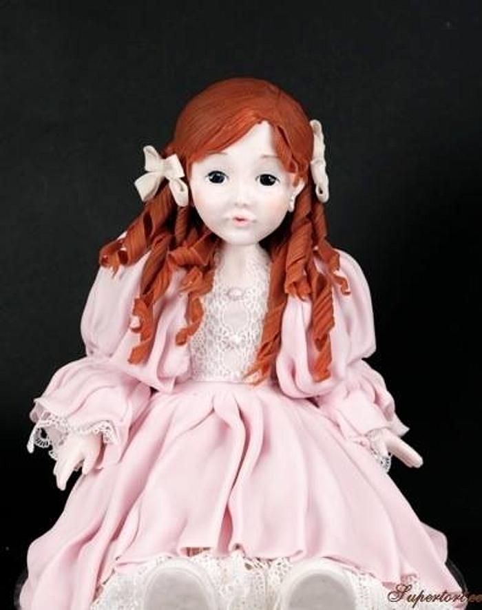 "Porcelain" like doll in pink