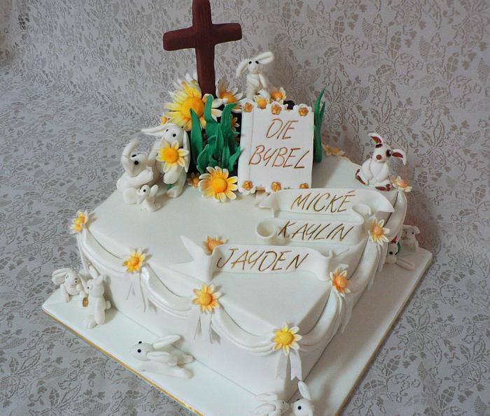 Christening cake for three children