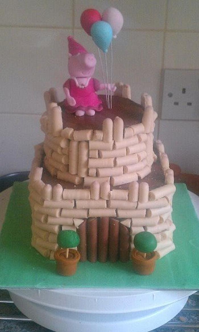 Peppa pig castle cake