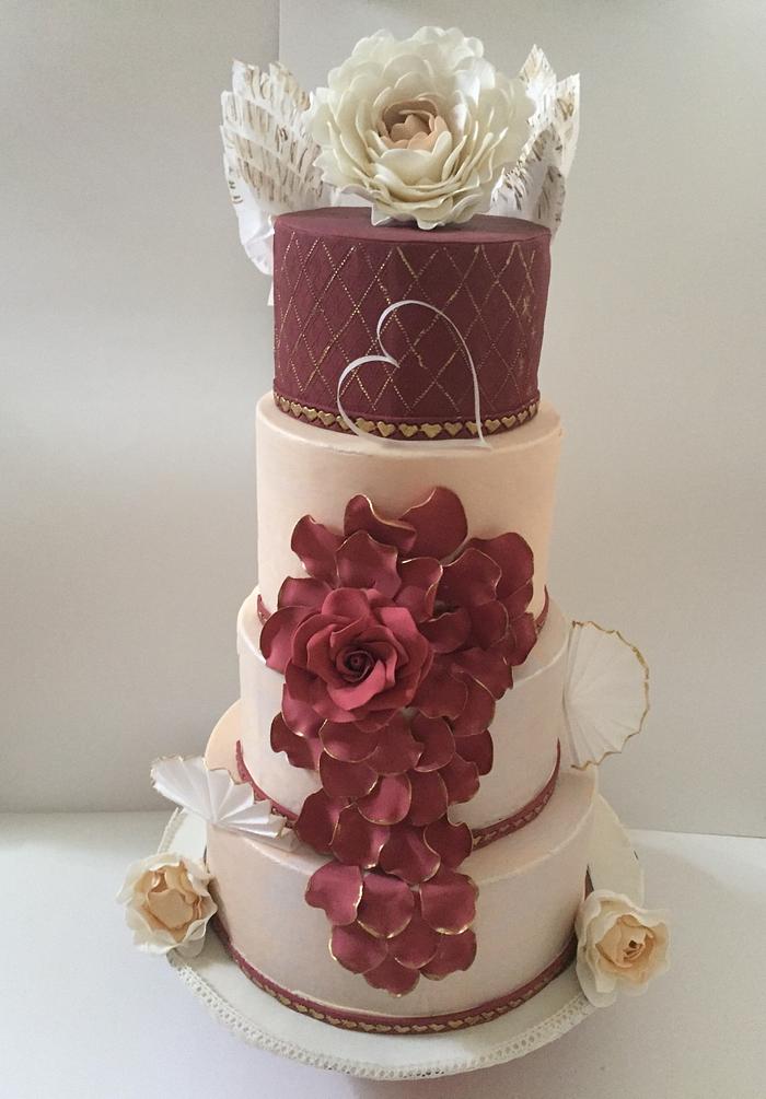 Inspirational cascading rose petal cake
