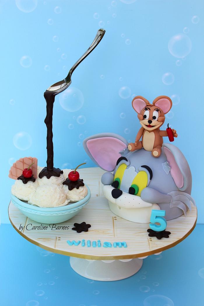 Tom and Jerry Cake with gravity defying ice cream bowl