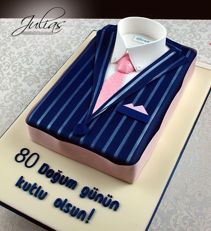 80th Birthday cake Pinstripe Suit