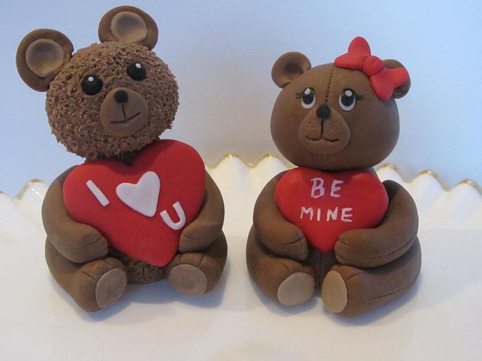 3D Fondant Valentine Teddy Bear Cake Toppers