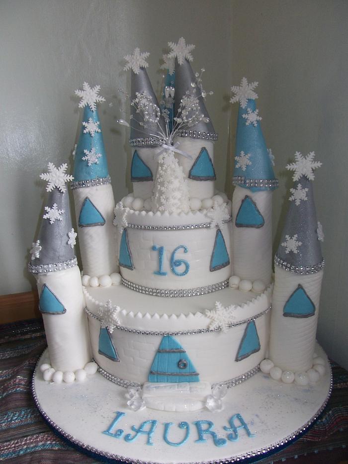 Sweet 16 Frozen castle cake