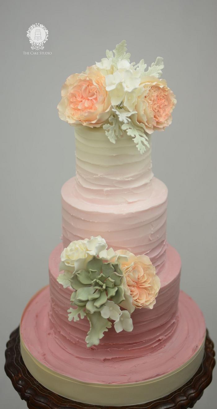 Blush Textured Buttercream Wedding Cake