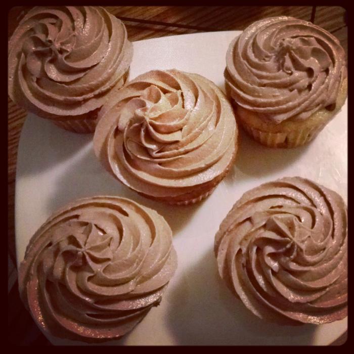 GF banana chocolate chip cupcakes with Nutella buttercream 