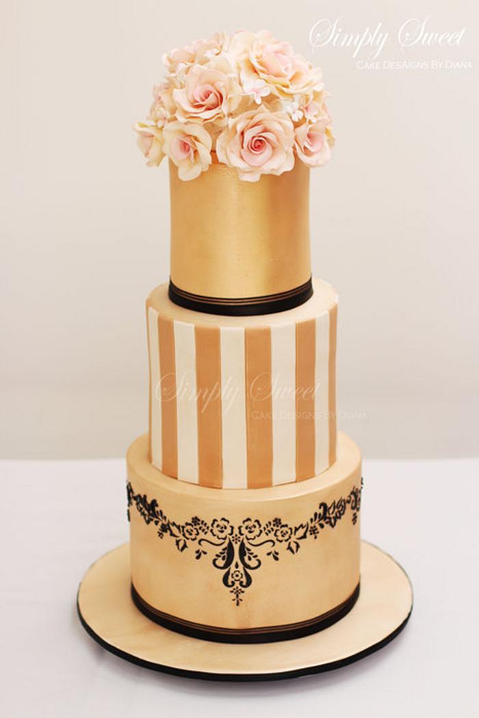 Golden Beauty Wedding Cake