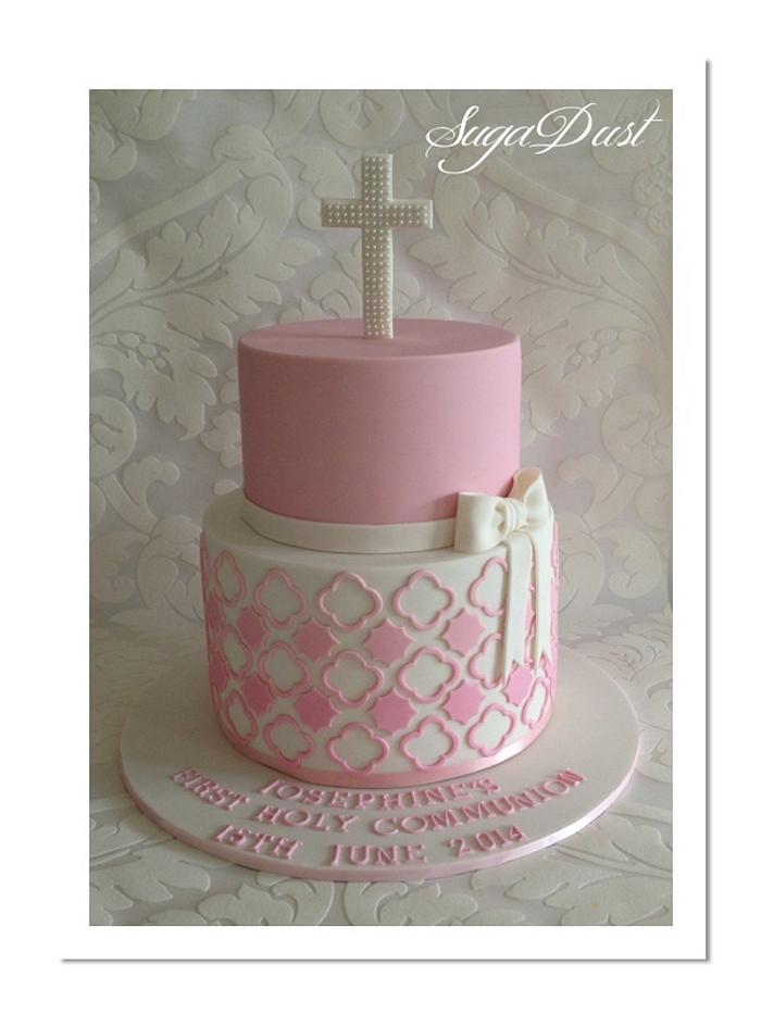 Pretty in Pink Communion Cake