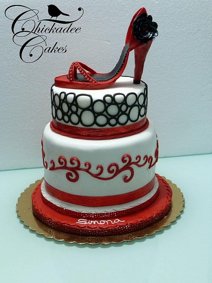 red shoe cake