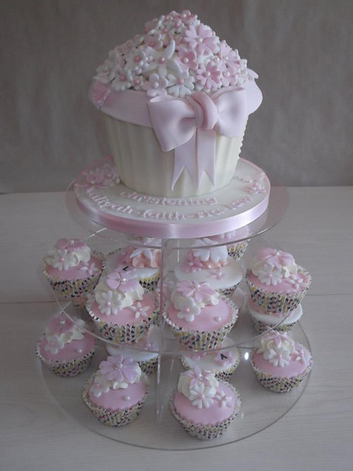 Pink cupcake tower 