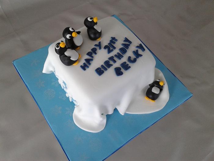 Novelty penguin cake